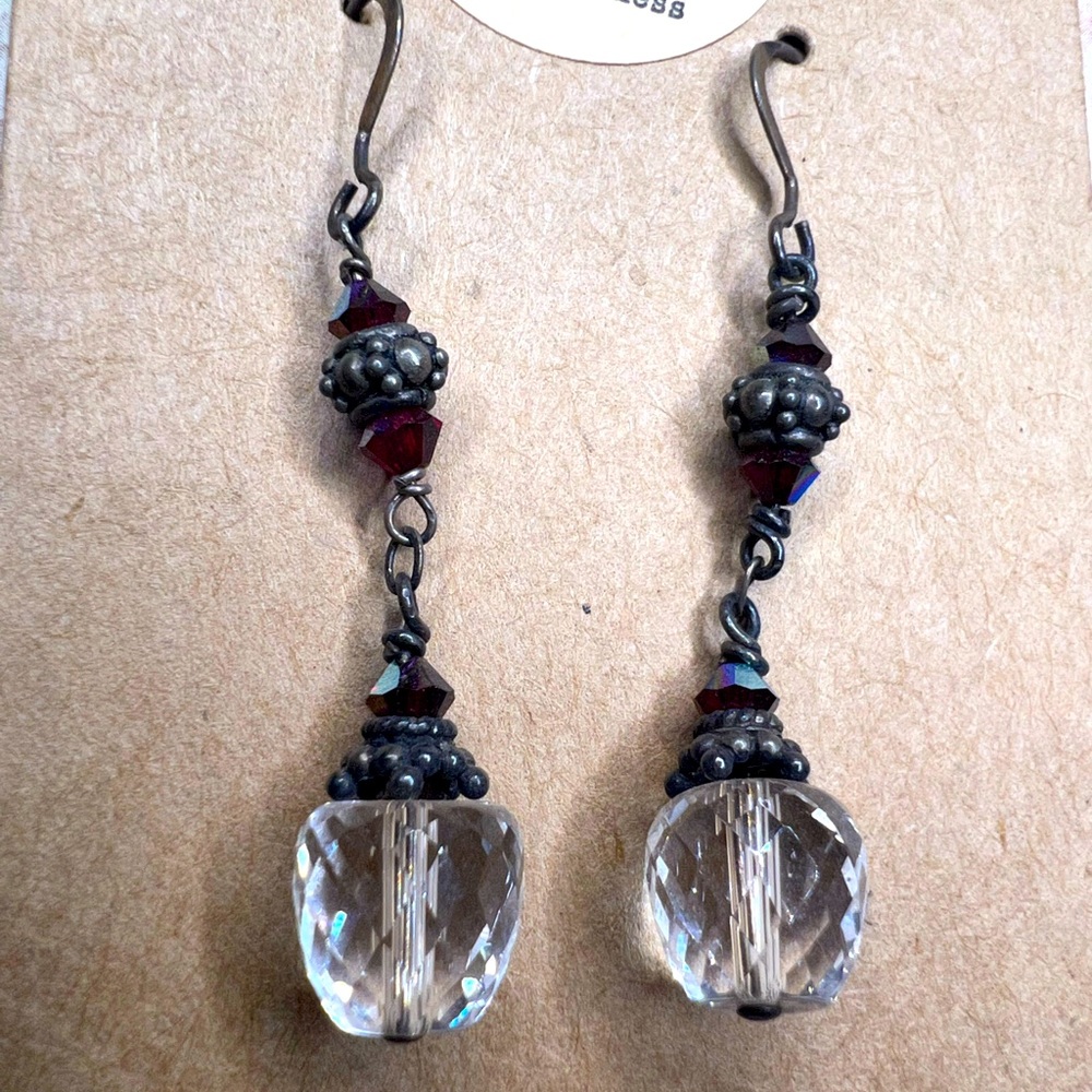 Red and clear beaded earrings